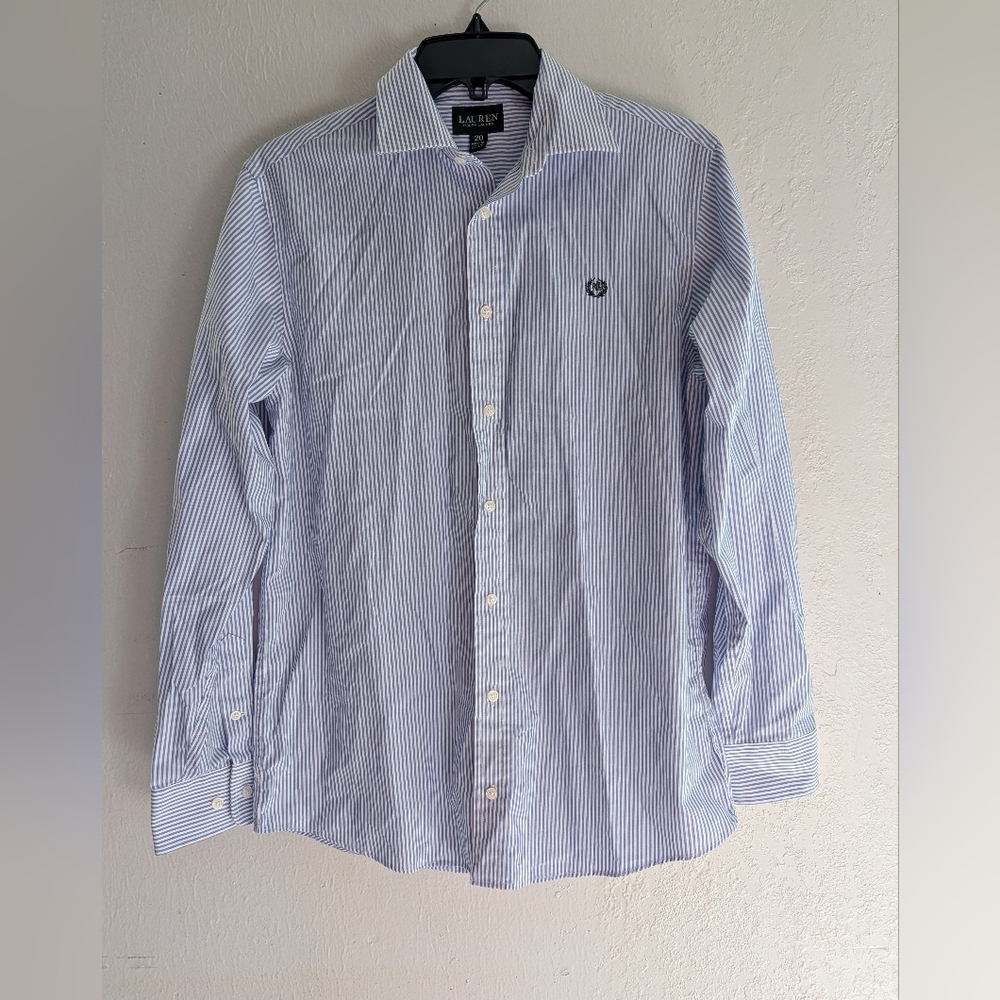 Ralph Lauren Light Blue & White Striped Dress Shirt